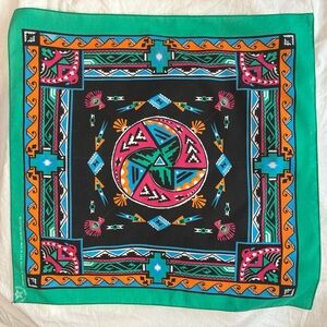 ✨HP✨ Vintage! Wamcraft bandana USA made, southwest,‎ 21x21. Teal handkerchief.